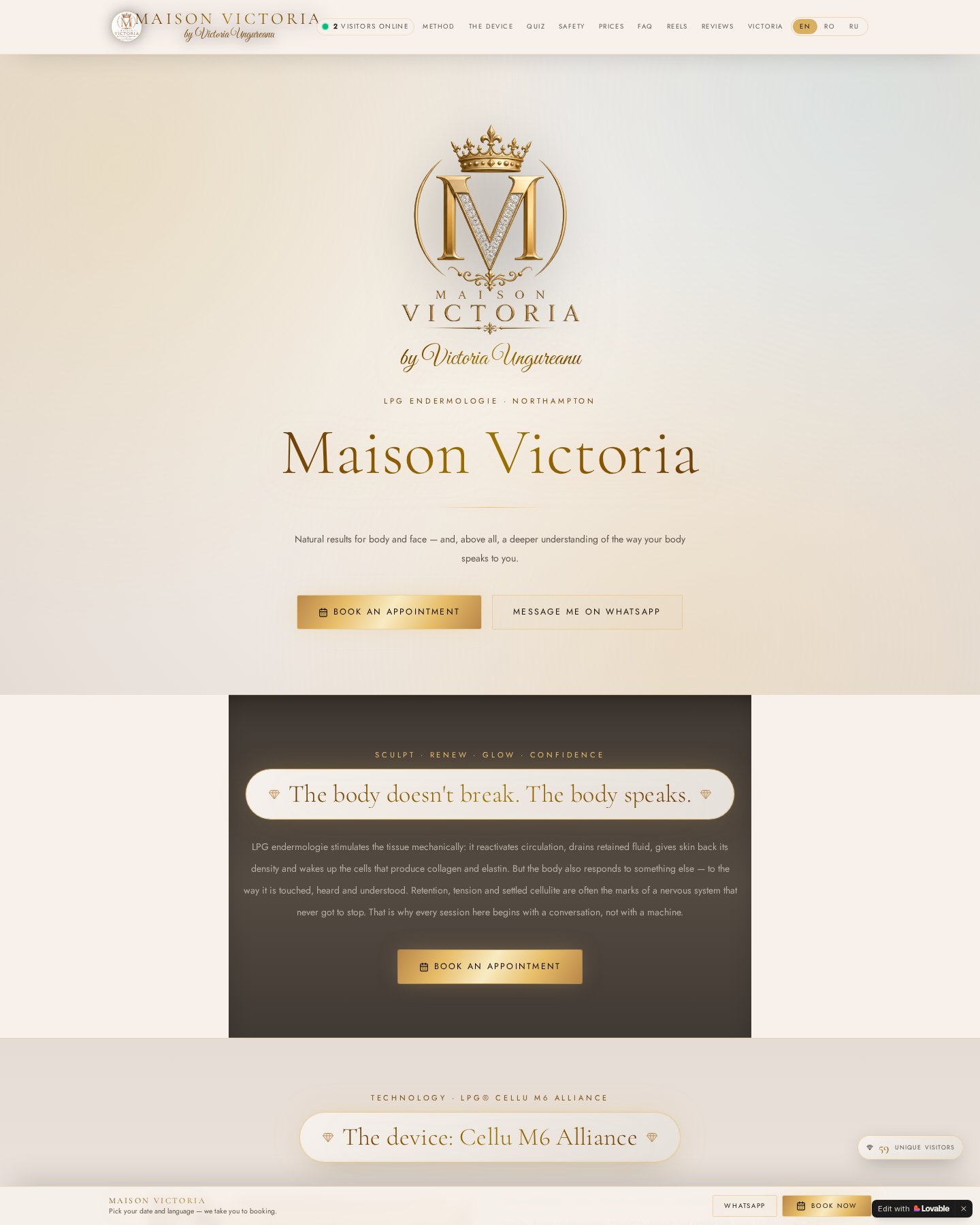 Screenshot of the Maison Victoria landing page