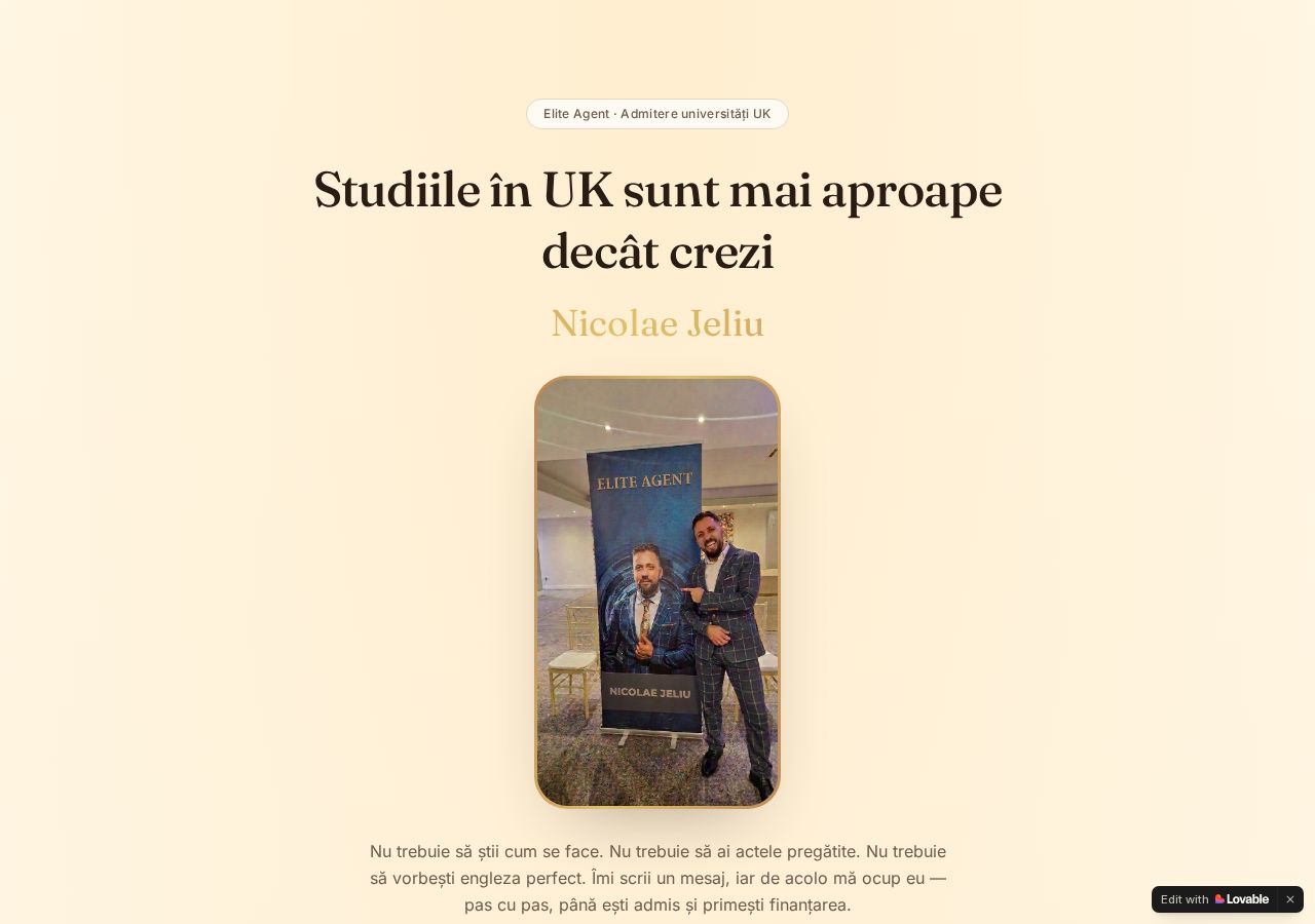 Screenshot of the UK Study landing page