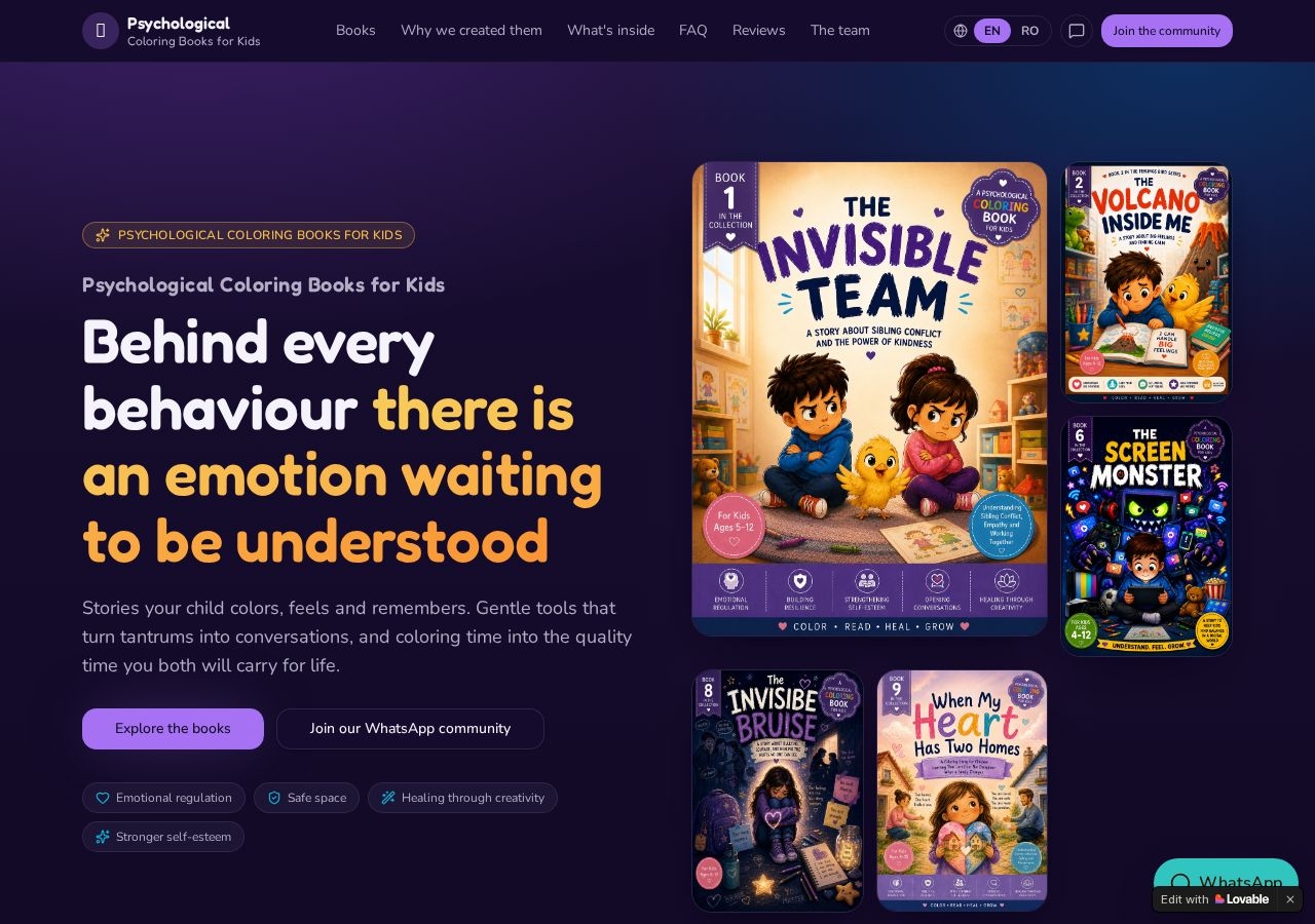 Screenshot of the Psychological Coloring Books landing page