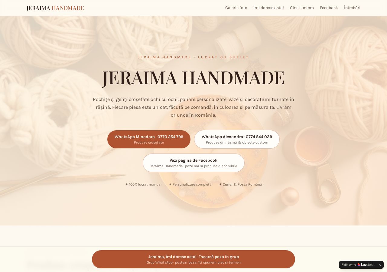 Screenshot of the Jeraima landing page